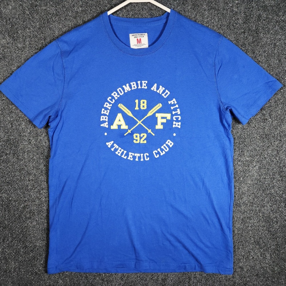 Vintage Y2K Abercrombie and Fitch Athletic T-Shirt Men Medium Short Sleeve Blue